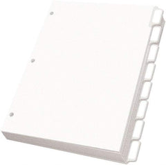 OXFORD - 11 x 8 1/2" 5 Tabs, 3-Hole Punched, Self-Stick Tab - White - Exact Tool & Supply