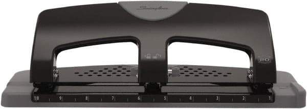 Swingline - Paper Punches Type: 20 Sheet Three-Hole Punch Color: Black/Gray - Exact Tool & Supply