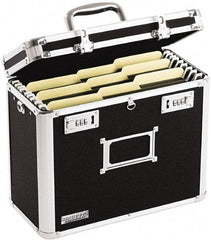 Vaultz - 1 Compartment, 13-3/4" Wide x 12-1/4" High x 7-1/4" Deep, Portable Storage Box - Aluminum, Chrome, PVC & Rubber, Black - Exact Tool & Supply