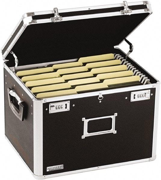 Vaultz - 1 Compartment, 17-1/2" Wide x 12-1/2" High x 14" Deep, File Storage Boxes - Aluminum, Chrome, PVC & Rubber, Black - Exact Tool & Supply