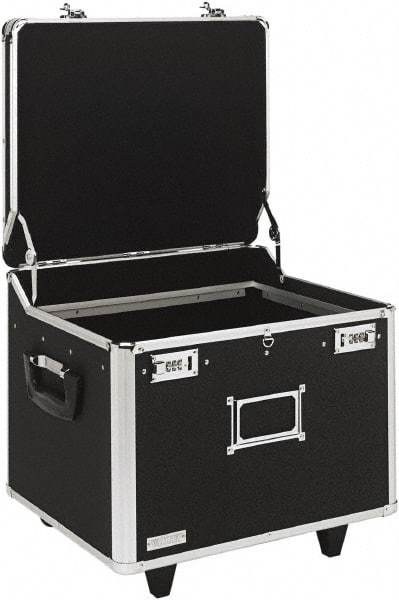 Vaultz - 1 Compartment, 15-1/4" Wide x 11-1/2" High x 12-1/4" Deep, Portable Storage Box - Aluminum, Chrome & PVC, Black - Exact Tool & Supply