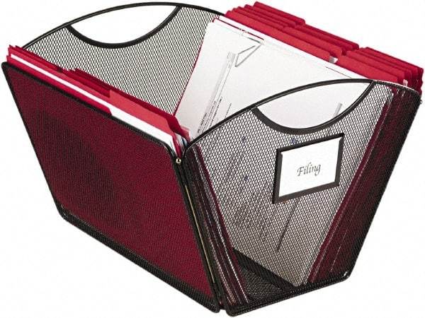 Safco - 1 Compartment, 12-1/2" Wide x 9-1/2" High x 13-3/4" Deep, File Storage Boxes - Steel & Mesh, Black - Exact Tool & Supply