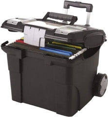 Storex - 1 Compartment, 15" Wide x 30" High x 16.38" Deep, Portable Storage Box - Metal & Plastic, Black - Exact Tool & Supply