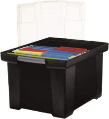 Storex - 1 Compartment, 18-1/2" Wide x 10-7/8" High x 14-1/4" Deep, Portable Storage Box - Plastic, Black/Clear - Exact Tool & Supply