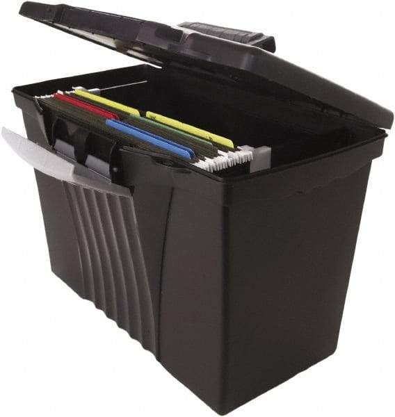 Storex - 1 Compartment, 14-1/2" Wide x 12" High x 10-1/2" Deep, File Storage Boxes - Plastic, Black - Exact Tool & Supply