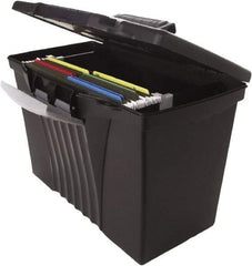 Storex - 1 Compartment, 14-1/2" Wide x 12" High x 10-1/2" Deep, File Storage Boxes - Plastic, Black - Exact Tool & Supply