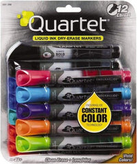 Quartet - Assorted Colors, Chisel Tip, 12 Set EnduraGlide Dry Erase Markers - For Use with Dry Erase Marker Boards - Exact Tool & Supply
