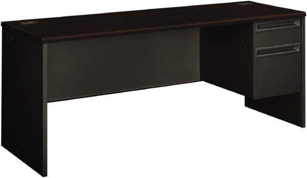 Hon - 72" Long x 29-1/2" High x 24" Deep, 2 Drawer Credenza - Mahogany/Charcoal (Color), Steel-Reinforced High-Pressure Laminate/Metal - Exact Tool & Supply