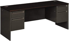 Hon - 72" Long x 29-1/2" High x 24" Deep, 4 Drawer Kneespace Credenza - Mahogany/Charcoal (Color), Metal - Exact Tool & Supply