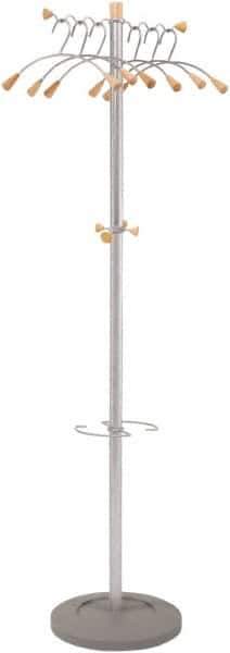 Alba - 4 Hooks, 18-7/8" Long x 14" Deep, Steel & Wood Floor Rack - 68-1/2" High - Exact Tool & Supply