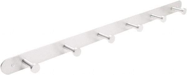 Safco - 6 Hooks, 36" Long x 2-3/4" Deep, Metal Wall/Door Hat/Coat Hook - 2" High - Exact Tool & Supply