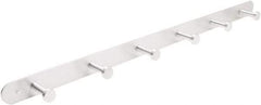Safco - 6 Hooks, 36" Long x 2-3/4" Deep, Metal Wall/Door Hat/Coat Hook - 2" High - Exact Tool & Supply