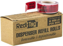Redi-Tag - Self-Stick Page Flags Style: Sign Here Flag Color: Red - Exact Tool & Supply
