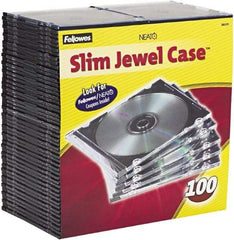 FELLOWES - 1 Compartment, 5-5/8" Wide x 4-15/16" High x 3/16" Deep, CD Case - Plastic, Clear/Black - Exact Tool & Supply