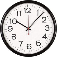 UNIVERSAL - White Face, Dial Wall Clock - Analog Display, Black Case, Runs on AA Battery - Exact Tool & Supply