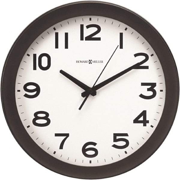 Howard Miller - White Face, Dial Wall Clock - Analog Display, Black Case, Runs on AA Battery - Exact Tool & Supply