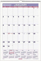 AT-A-GLANCE - 6 Sheet, 15-1/2 x 22-3/4", Ruled Blocks Wall Calendar - White - Exact Tool & Supply