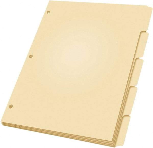 OXFORD - 11 x 8 1/2" 5 Tabs, 3-Hole Punched, Index Tab - Manila - Exact Tool & Supply