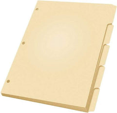 OXFORD - 11 x 8 1/2" 5 Tabs, 3-Hole Punched, Index Tab - Manila - Exact Tool & Supply