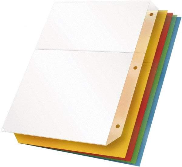 Cardinal - 11 x 8 1/2" 5 Tabs, 3-Hole Punched, Binder Pockets Divider - Multicolor Tabs, Blue, Clear, Green, Orange, Yellow Folder - Exact Tool & Supply