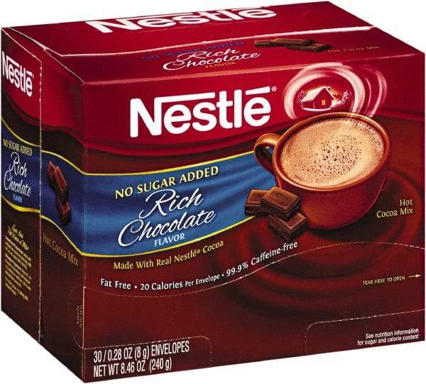 Nestle - No-Sugar-Added Hot Cocoa Mix Envelopes, Rich Chocolate, 0.28 oz Packet, 30/Box - Exact Tool & Supply