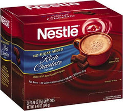 Nestle - No-Sugar-Added Hot Cocoa Mix Envelopes, Rich Chocolate, 0.28 oz Packet, 30/Box - Exact Tool & Supply