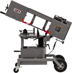 Jet - 6-1/2 x 8" Max Capacity, Manual Step Pulley Horizontal Bandsaw - 64, 132 & 247 SFPM Blade Speed, 115/230 Volts, 90°, 3/4 hp, 1 Phase - Exact Tool & Supply
