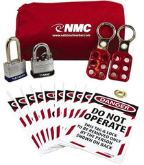 NMC - 5 Piece Lockout Tagout Kit - Keyed Differently, Comes in Pouch - Exact Tool & Supply