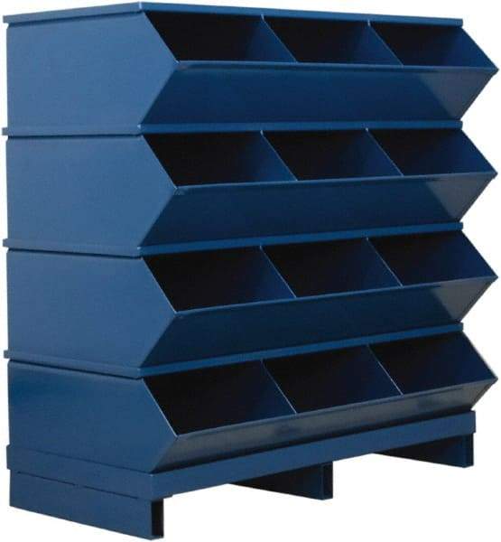 Stackbin - 4 Bin, Shelving Unit with Openings & Base - 37" Wide x 38" High - Exact Tool & Supply