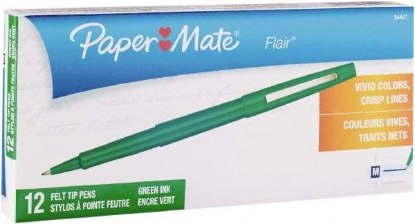 Paper Mate - Needle Porous Point Pen - Green - Exact Tool & Supply