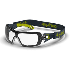 HexArmor - Safety Glasses; Type: Safety Glasses ; Lens Color Family: Clear ; Lens Color: Clear ; Lens Coating: Anti-Fog; Scratch Resistant ; Frame Style: Frameless ; Frame Color Family: Gray; Yellow - Exact Tool & Supply