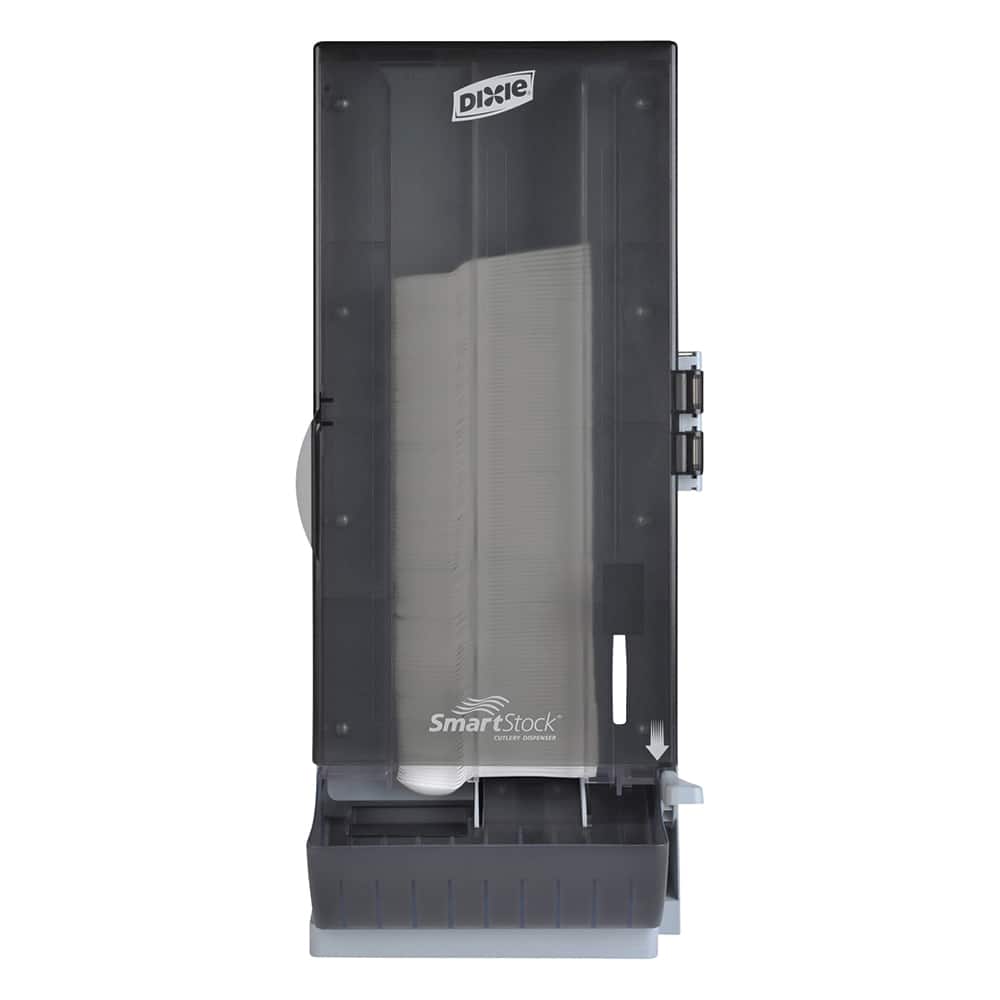 Dixie - Paper & Plastic Cups, Plates, Bowls & Utensils; Breakroom Accessory Type: Cutlery Bin ; Breakroom Accessory Description: Utensil Dispensers-Tower-Spoon ; Color: Smoke - Exact Tool & Supply