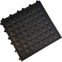 Ergo Advantage - 18" Long x 18" Wide x 1" Thick, Anti-Fatigue Modular Matting Anti-Fatigue Flooring - 2 Interlocking Sides, Black, For Dry Areas - Exact Tool & Supply