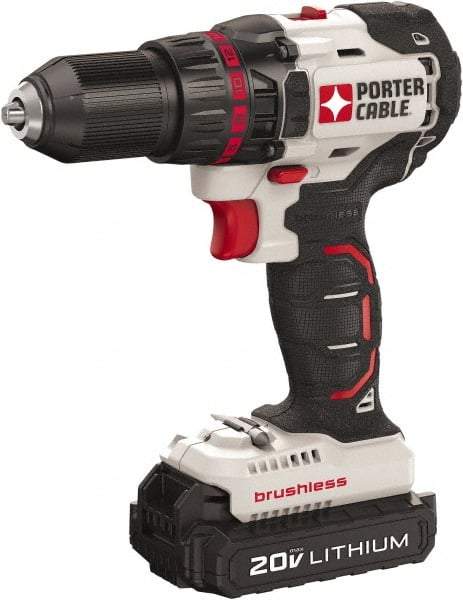Porter-Cable - 20 Volt 1/2" Chuck Mid-Handle Cordless Drill - 0-1700 RPM, Keyless Chuck, Reversible, 2 Lithium-Ion Batteries Included - Exact Tool & Supply