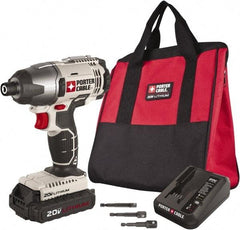 Porter-Cable - 20 Volt, 1/4" Drive, 1,450 In/Lb Torque, Cordless Impact Driver - Mid-Handle, 3000 RPM, 1 Battery Included - Exact Tool & Supply