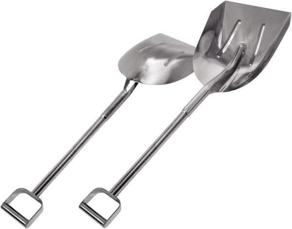 SANI-LAV - 15-1/2" High x 11-1/2" Wide Round Steel Shovel - 24-1/2" Long Steel D-Grip Handle, No Step - Exact Tool & Supply