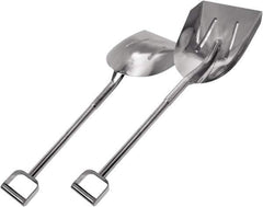 SANI-LAV - 15-1/2" High x 11-1/2" Wide Round Steel Shovel - 24-1/2" Long Steel D-Grip Handle, No Step - Exact Tool & Supply