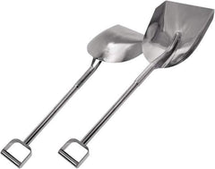 SANI-LAV - 15-1/2" High x 11-1/2" Wide Round Steel Shovel - 24-1/2" Long Steel D-Grip Handle, No Step - Exact Tool & Supply