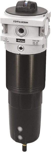 Parker - 3/4" Port Coalescing Filter - Polypropylene Bowl, Automatic Drain, 254 Max psi, 0.01 Micron Rating, 3-1/2" Wide - Exact Tool & Supply