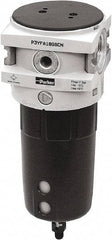 Parker - 1" Port, 9.6" High x 3-1/2" Wide Filter with Polypropylene Bowl, Manual Drain - 170 SCFM, 254 Max psi, 140°F Max Temp, Sight Glass Included, Modular Connection, Bowl Guard, 4.4 oz Bowl Capacity - Exact Tool & Supply