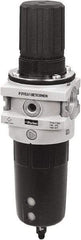 Parker - 1" NPT Port Heavy-Duty 1 Piece Filter/Regulator FRL Unit - Polypropylene Bowl, 465 SCFM, 254 Max psi, 13-1/2" High, Automatic Drain - Exact Tool & Supply