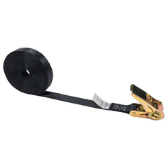 US Cargo Control - Slings & Tiedowns (Load-Rated); Type: Ratchet Tie Down ; Length (Feet): 20 ; Basket Capacity (Lb.): 500 ; Material: Polyester ; Color: Black - Exact Tool & Supply
