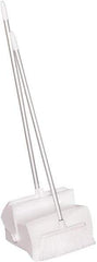 Remco - 14" Wide x 7-1/8" Deep x 47-1/2" High Upright Dustpan with Broom - Plastic Body, 37" Aluminum Handle, White - Exact Tool & Supply