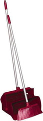 Remco - 14" Wide x 7-1/8" Deep x 47-1/2" High Upright Dustpan with Broom - Plastic Body, 37" Aluminum Handle, Red - Exact Tool & Supply