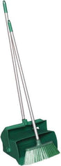 Remco - 14" Wide x 7-1/8" Deep x 47-1/2" High Upright Dustpan with Broom - Plastic Body, 37" Aluminum Handle, Green - Exact Tool & Supply