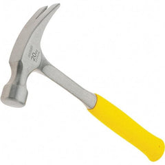 Stanley - 20 oz Head, Curved Claw Hammer - 12.91" OAL, Steel Head, 1.1" Face Diam, Smooth Face, Steel Handle with Grip - Exact Tool & Supply