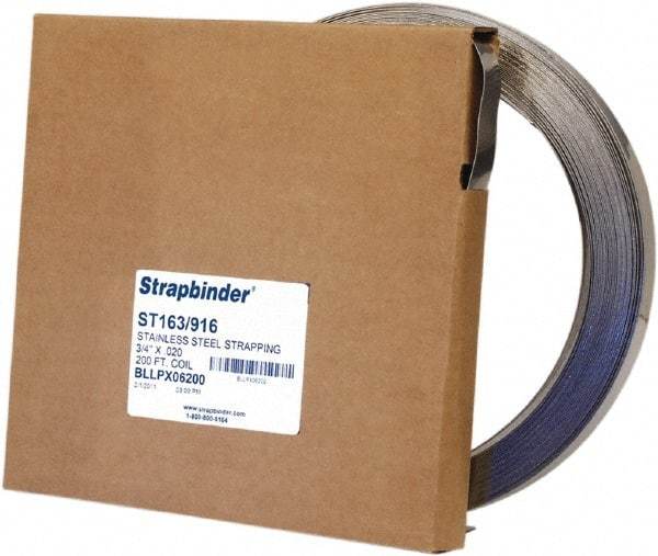 IDEAL TRIDON - Grade 304, Stainless Steel Banding Strap Roll - 1/2" Wide x 0.025" Thick - Exact Tool & Supply
