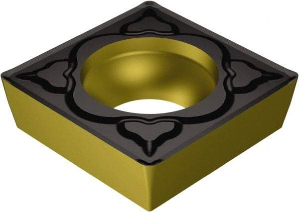Sandvik Coromant - SCMT431 MM Grade 2220 Carbide Turning Insert - TiCN/AI2O3/TiN Finish, 90° Square, 1/2" Inscr Circle, 3/16" Thick, 1/64" Corner Radius - Exact Tool & Supply