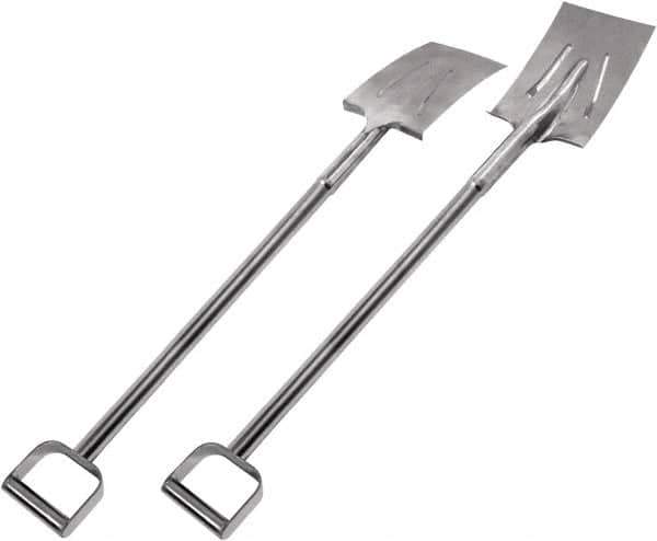 SANI-LAV - 11" High x 7" Wide Square Steel Shovel - 39" Long Steel D-Grip Handle, No Step - Exact Tool & Supply
