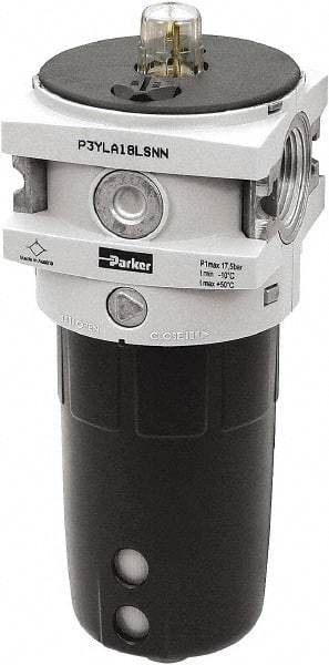 Parker - 1" NPT, 254 Max psi Hi-Flow Lubricator - Polypropylene Bowl, Aluminum Body, 390 CFM, 140°F Max Temp, 3-1/2" Wide x 9.7" High - Exact Tool & Supply